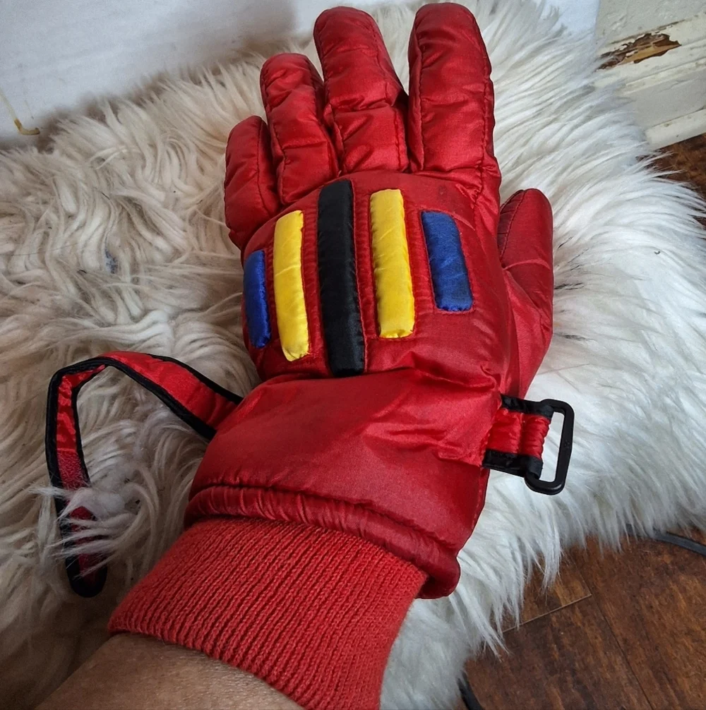 Vintage Colorblock Ski Gloves M